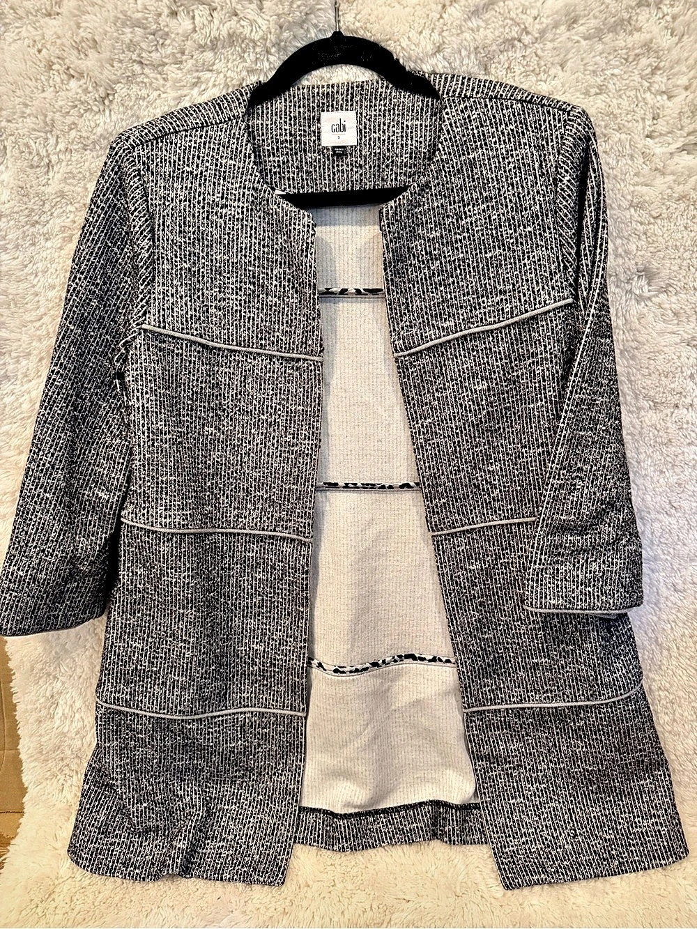Cabi The Times Jacket Striped Blazer Gray & White Size Small